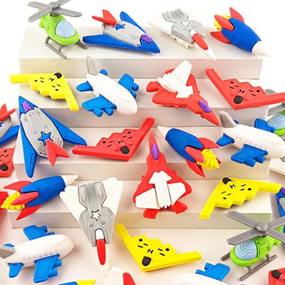 32 Pcs Aircraft Puzzle Erasers - 3D Take Apart Rocket Pencil Erasers for Kids Classroom Prizes, Treasure Box, Game Rewards, Party Favors