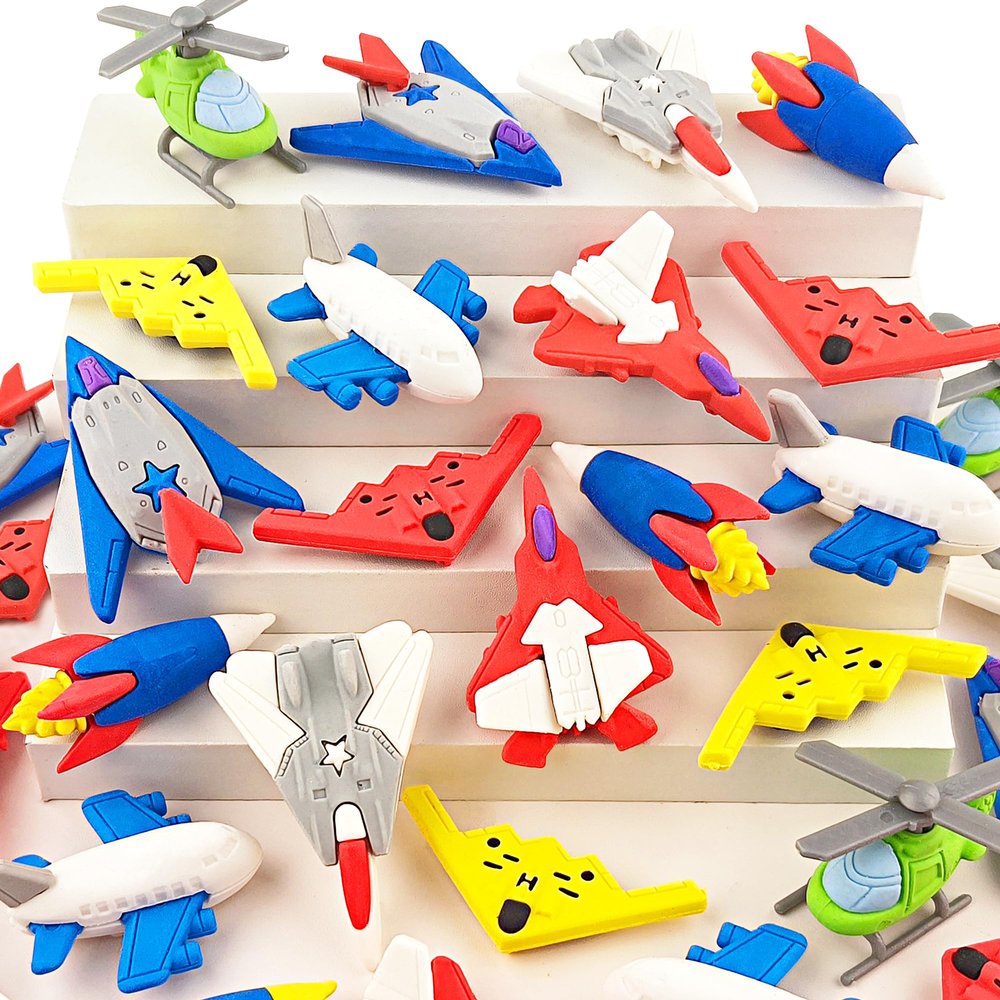32 Pcs Aircraft Puzzle Erasers - 3D Take Apart Rocket Pencil Erasers for Kids Classroom Prizes, Treasure Box, Game Rewards, Party Favors