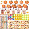 Chivertion 210 Pcs Thanksgiving Party Favors Fall Pumpkin Stationery Set Happy Thanksgiving Day Stamps Pencils Sharpener Erasers Stickers Cups for Autumn Harvest Exchange Gift Prizes Fillers Supplies view 1