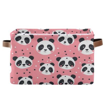 xigua Cute Panda Large Storage Basket 1PCS,Collapsible Toy Storage Bin Laundry Basket with Handle,Used for Home Closets, Offices, Bedrooms374