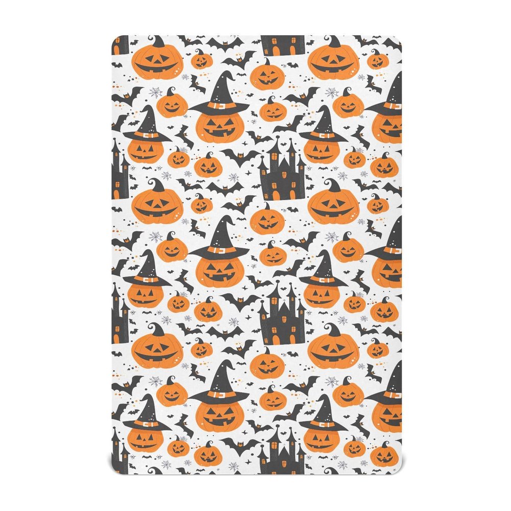 Qilmy Pumpkin and Witch Hat Crib Sheets Girl & Boy,Toddler Bed Sheets Set,Airplane Pattern Fitted Crib Sheet for Standard Crib & Toddler Mattress749