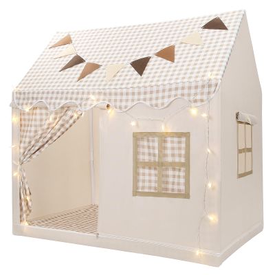 BOLERLE Kids Play Tent, Toddlers Playhouse with Replaceable Door Curtains, Star String, Flag, Washable, Indoor and Outdoor Play Tent for Kids, Girls & Boy Aged 3+, 47" x 31.5" x 47"