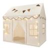 BOLERLE Kids Play Tent, Toddlers Large Playhouse with Mat, Star String, Flag, Machine Washable, Indoor and Outdoor Play Tent for Kids, Girls & Boy Aged 3+, 50" x 34" x 51", Cream view 1