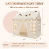 BOLERLE Kids Play Tent, Toddlers Large Playhouse with Mat, Star String, Flag, Machine Washable, Indoor and Outdoor Play Tent for Kids, Girls & Boy Aged 3+, 50" x 34" x 51", Cream view 4