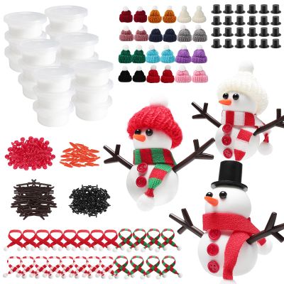 Cosweet 24 Pack Christmas Snowman Crafts Kit for Kids- Build a Snowman Kit with Air Dry Clay Xmas Stocking Stuffers Gift for Party Favors Winter Activities DIY Crafts Sewing