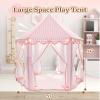 BOLERLE Princess Play Tent, Large Playhouse Castle Play Tent with Mat, Star String Toy, Indoor and Outdoor Games, for Children, Kids, Girls, Pink Plaid, 53" x 53" x 51", Pink view 3