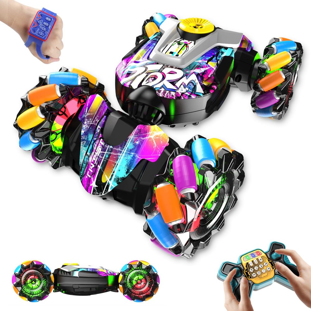 ARNTOYOND Gesture Sensing Remote Control Stunt Car Toys for 6-12 yr Boys Girls, 360 Rotating 4WD RC Transform Cars 2.4Ghz Drift Hand Controlled Twist Cars, Best Birthday for Kids 8-12
