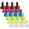 28pcs Multicolor Board Game Pieces, Game Pawns Include 24 Chess Pieces and 4 Dices Game Pieces for Board Games Plastic Chess Checkers Game Components Table Marking view 1