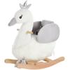 Qaba Rocking Horse, Kids Ride on Horse Swan Rocker with Sound, Plush Seat, Wooden Base, Safety Belt for Toddlers 18-36 Months, White view 1