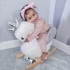 Qaba Rocking Horse, Kids Ride on Horse Swan Rocker with Sound, Plush Seat, Wooden Base, Safety Belt for Toddlers 18-36 Months, White view 2