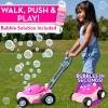 Barbie Bubble Lawn Mower for Toddlers, Bubble Blowing Machines, Indoor and Outdoor Gardening Toy, Birthday, Party Favor for Preschool Girls, No Batteries Required, Includes Bubble Solution, 2+ view 4