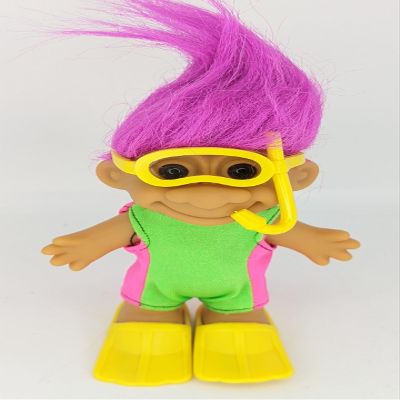 Troll Doll Russ Purple Hair Vintage Retro 5 inch Scuba Diving