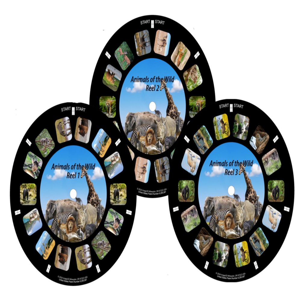 Animals of The Wild, Viewfinder reels with 3D Images (Set of 3 Reels) 21-3D Images Compatible with Classic Viewmaster and Image3D Viewers