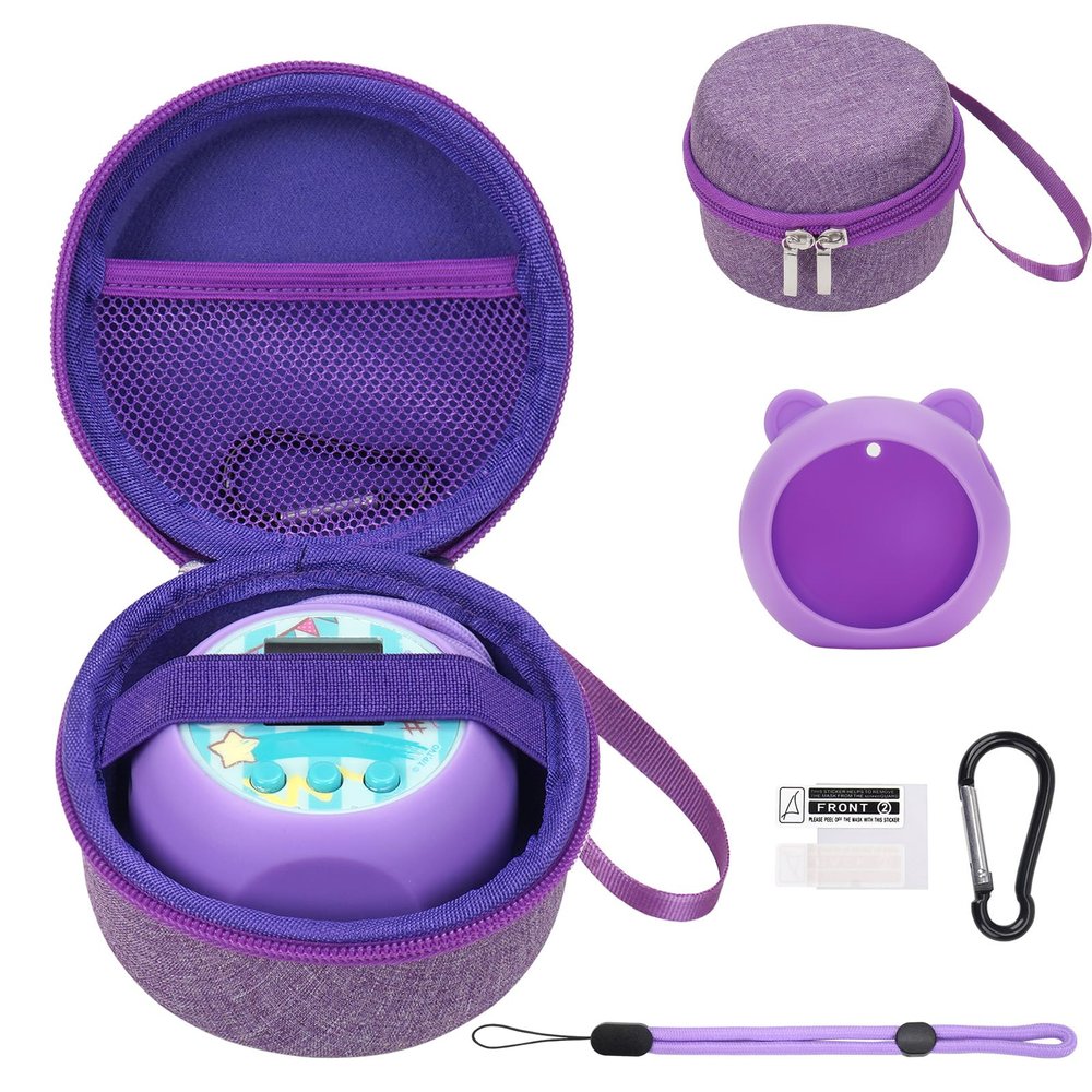 MGZNMTY Carrying Case and Silicone Cover Compatible with Punirunes Virtual Pet Interactive Digital Toy, with Hard Screen Protector (Purple)