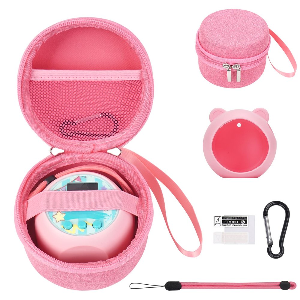 MGZNMTY Carrying Case and Silicone Cover Compatible with Punirunes Virtual Pet Interactive Digital Toy, with Hard Screen Protector (Pink)