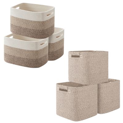 OIAHOMY Storage Basket, Woven Baskets for Storage, Storage Cubes 11 Inch Storage Bins-3-Pack, Cotton Rope Woven Baskets for Organizing, Square Storage Baskets for Shelves Organizer, Classroom, Kids To