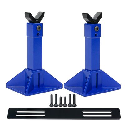 1 Pair Metal RC Car Jack Stand for Traxxas TRX4 Axial SCX10 RC4WD Tamiya CC01 D90 HPI HSP 1/10 1/8 Scale RC Climbing Crawler Car (Blue)