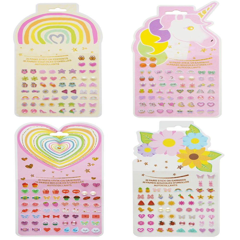 30 Pairs Sticker Earrings for Girls Stick on Earrings for Little Girls 4-6