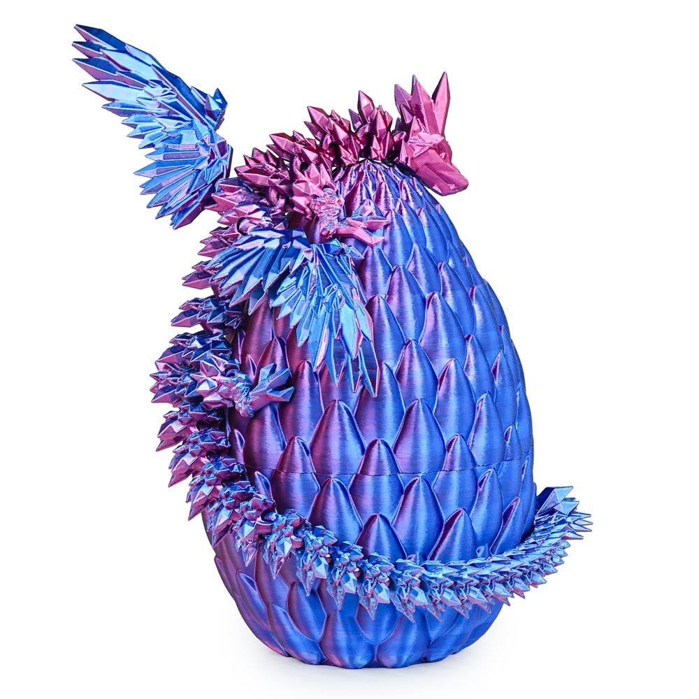 Mydhall 3D Printed Flying Dragon Egg with Articulated Dragon Inside Toys&Gifts for Kids,Home Decor,Creative Ornaments,Birthday,Easter (Blue Purple,Large)