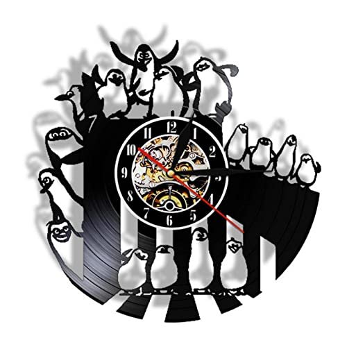 CHTEMKSJ The Cartoon Penguines of Madagascar Vinyl Record Silent nt Nursery Baby Bedroom Watch