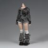 1/6 Scale Female Clothes,Female Ripped Hoodie T-Shirt Tops Bottoming Shirt Clothing for 12inch PH TBL JO Action Figure (Gray&Black Shirt Tops-Long Ver 1pc) view 3