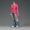 1/6 Scale Female Clothes,Female Ripped Hoodie T-Shirt Tops Bottoming Shirt Clothing for 12inch PH TBL JO Action Figure (Pink Shirt Tops-Long Ver 1pc) view 1