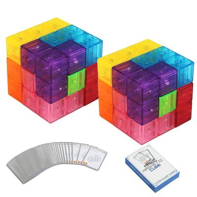 2-Pack Wtohobby Magnetic Soma Cube Block- Children's Educational Toys Magnetic Tiles for Kids Stress Relief Toy Puzzle Cubes to Develops Intelligence, Ideal for Birthday Gifts (Crystal, 2 Pack)