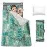 Custom Toddler Nap Mat for Preschool, Personalized Monogram Name Slumber Bags for Kids Daycare, Roll Up Sleeping Mats with Flannel Blanket & Removable Pillow for 2-15 Years Boys Girls Color20 view 1