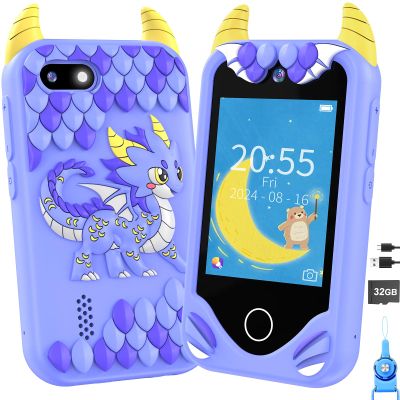 Kids Smart Phone for Boys Gifts - Toddler Christmas Birthday Gift for Age 3 4 5 6 Year Old, Kids Cell Phone Toy with Touchscreen, Dual Cameras, Learning, Music Player, Games with 32 GB Card