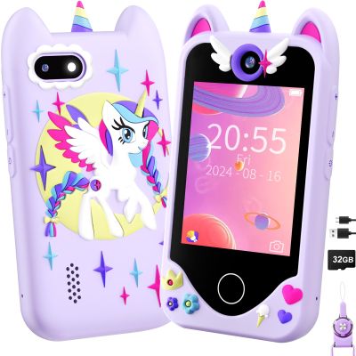 Kids Smart Phone for Girls Gifts - Toddler Christmas Birthday Gift for Age 3 4 5 6 Year Old, Kids Cell Phone Toy with Touchscreen, Dual Cameras, Learning, Kid Mp3 Player, Games with 32 GB Card
