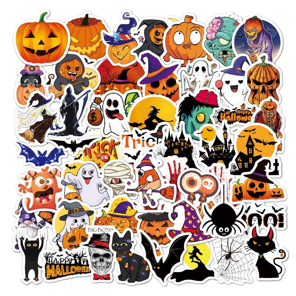100 Pcs Halloween Pumpkin Stickers for Kids, Halloween Stickers Bulk, Party Favors, Waterproof Vinyl Stickers Pack Classroom Prizes,Kids and Youth Adult Party Favors Gifts