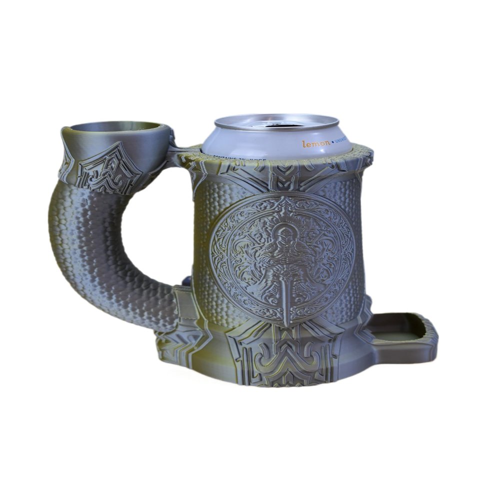 Magic Gifts and Goodies Paladin Dice Tower with Can Cozy & Storage - D&D Dice Tower - Tabletop RPG Dice Organizer - Dragon Dice Tower for Beer, Wine, Cider, Coffee, Hot Chocolate (Blue)