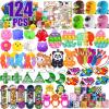 124 Pcs Valentines Party Favors for Kids,Pop Fidget Toys Bulk,Treasure Box Toys for Classroom Prizes,Pinata Filler, Goodie Bag Stuffers,Prize Box Toys,Treasure Chest Carnival Prizes for Boys Girls view 1