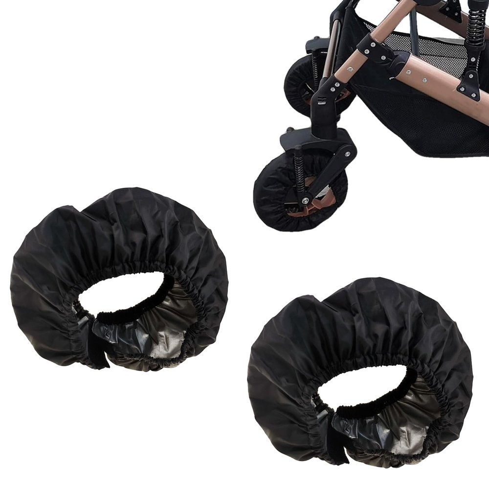 2 Pcs Stroller Wheel Protectors Black Dustproof Stroller Wheelchair Tire Protectors for Child Kid Jogger Wheels Protection Covers (S, 7.87 Diameter) (Black)
