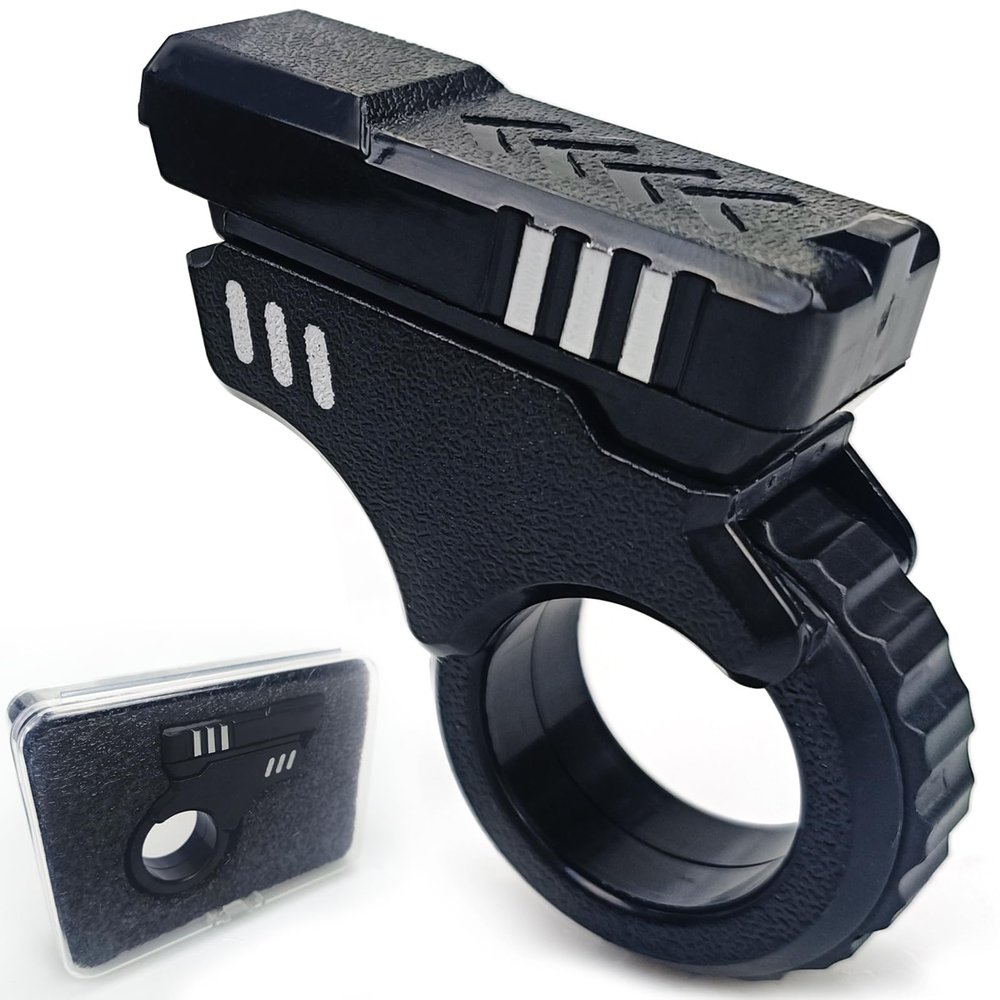 Ography Fidget Gun Fidget Toy Gun Fidget Slider, Enhanced Feel Stress Relief Relax EDC Gyro Finger Toy Fidget Ring Fingertip Textured Spinner Flip ASMR ADHD 3+ (Black Sliver)