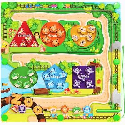 DUKVSG Magnetic Color & Shape Maze, Montessori Wooden Color Shape Matching Puzzle Board - Educational Learning Toys, Toddler Fine Motor Skills Sensory Toys for Boys Girls 3 4 5 Years Old Gift