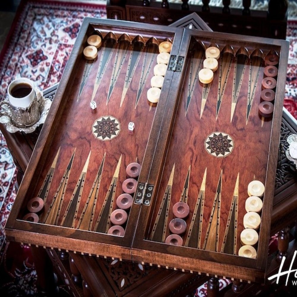 19" inch Handmade Elegant Backgammon Sets for Adults Wood Art Wooden Backgammon Board Set | Solid Rosewood Gift for Him, Dad, Anniversary
