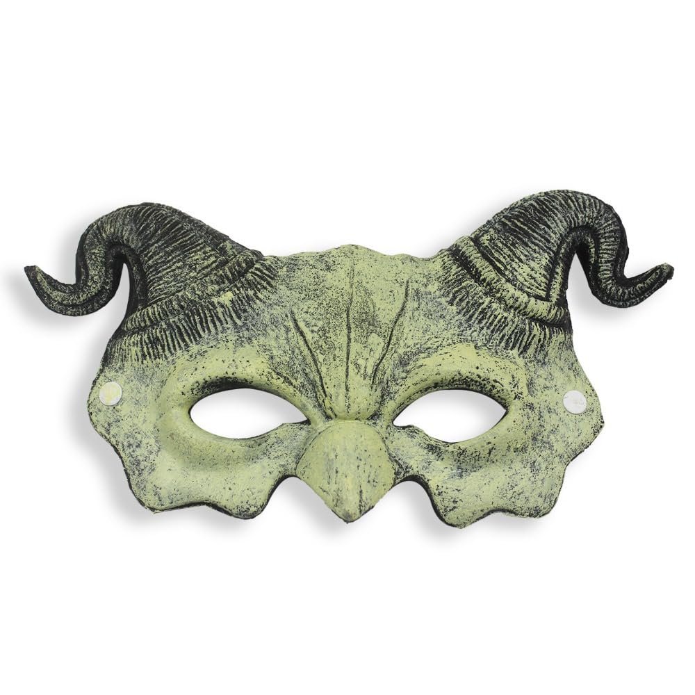 Animal Sheep Mask, PU Foaming Demon Half Face Mask, Halloween Costume for Masquerade Party Mask Facial Makeup Props (Grey)