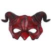 Animal Sheep Mask, PU Foaming Demon Half Face Mask, Halloween Costume for Masquerade Party Mask Facial Makeup Props (Red) view 1
