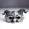 Animal Sheep Mask, PU Foaming Demon Half Face Mask, Halloween Costume for Masquerade Party Mask Facial Makeup Props (Silver) view 1
