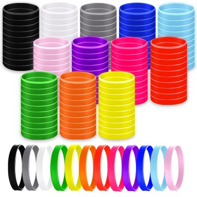 Colorful Silicone Wristband, 120 Pieces of Blank Rubber Bracelet for Men and Women Teenagers