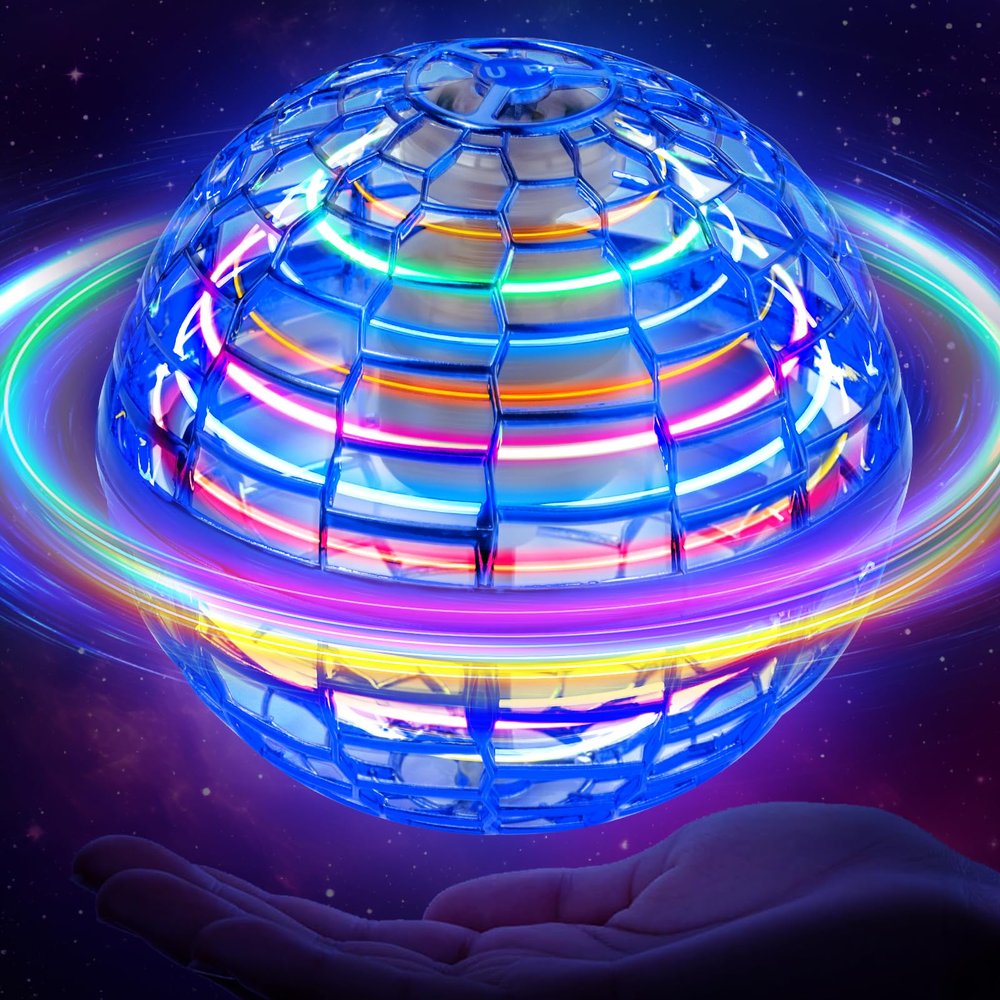 WHATOOK Flying Orb Toy: 2024 Upgraded Boomerang Ball, Hover Orb, Cosmic Globe Flying Spinner, Hand Controlled Mini Drone Ball, Cool Toys for 6-10+ Years Old Boys & Girls, Blue