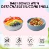 8 Pcs 304 Stainless Steel Baby Bowls with 8 Spoon Kids Bowls with Removable Silicone Shell Toddler Without Suction Bowls Anti Scald Snack Container for Dishwasher for Food Feeding(Multicolor) view 4
