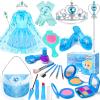 Kids Makeup Kit for Girls Dress Up for Girls, BIBUTY Pretend Play Fake Makeup Set with Princess Dress Cape Princess Shoes Crown, Princess Toy Gift for 3-6 Toddler Little Girl view 1