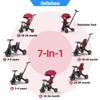 Bebehoo Tricycle Stroller for Toddler,Foldable Baby Tricycle,Kids Balance Bike with Push Handle,Toddlers Stroller Bike with 1 to 5 Years,7-in-1 Push Tricycle Bike for Kids (Red) view 2