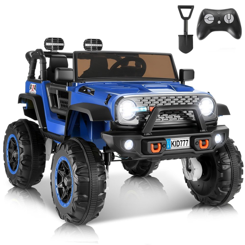 Hikole 24V Ride-on Car for Big Kids, 2 Seater Kids Ride Off-Road Car with Remote Control, Switchable 2WD/4WD, Extra Large 20" Seats, Spring Suspension, Music, 5.9MPH - Blue