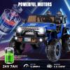 Hikole 24V Ride-on Car for Big Kids, 2 Seater Kids Ride Off-Road Car with Remote Control, Switchable 2WD/4WD, Extra Large 20" Seats, Spring Suspension, Music, 5.9MPH - Blue view 2