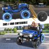 Hikole 24V Ride-on Car for Big Kids, 2 Seater Kids Ride Off-Road Car with Remote Control, Switchable 2WD/4WD, Extra Large 20" Seats, Spring Suspension, Music, 5.9MPH - Blue view 4