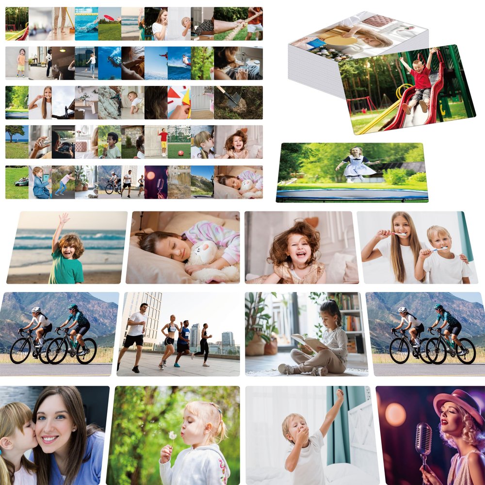 50 Verb Flashcards, Picture & Word Cards Action Language Builder Visual Aid Language Learning Tool for Autism, ESL Teaching Materials for Adults, Non-Verbal Children Vocabulary Builder for Kids