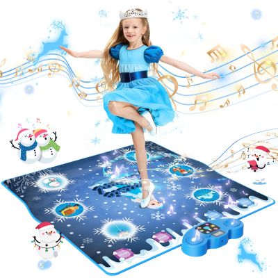 SKYCOMET Dance Mat, Ice and Snow 6-Button Princess Dance Mat for Kids Ages 4-8, Bluetooth Music Control, 13 Built-in Music, 6 Game Modes, 3-10 Year Old Girl Gifts